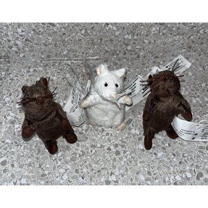 Ikea Gosig Mus Mouse Mice 2 Brown 1 White Plush Stuffed Toy Mini Sewn Eyes Retir